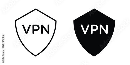 Vpn icon editable designs collection. black and white icons