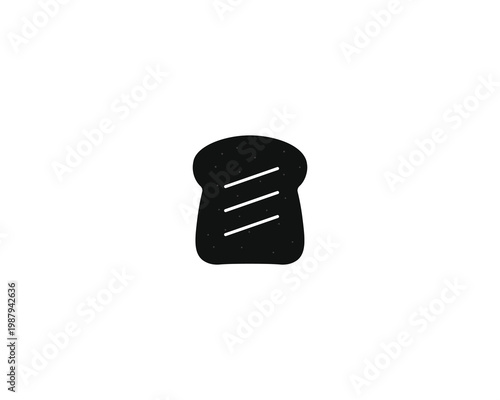 Slice of white bread silhouette. Bread toast isolated on white background