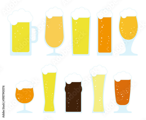 ビールのイラストセット（ベクター）