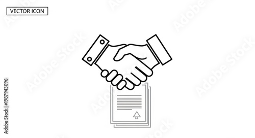Handshake Agreement Business Deal Contract Document Icon.