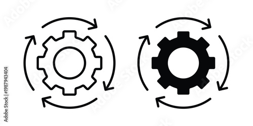 Workflow icon editable designs collection. black and white icons