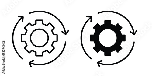 Obraz na płótnie Workflow icon editable designs collection. black and white icons