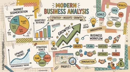 Modern Business Analysis Strategy Insights Growth Workflow Planning Execution Data Charts