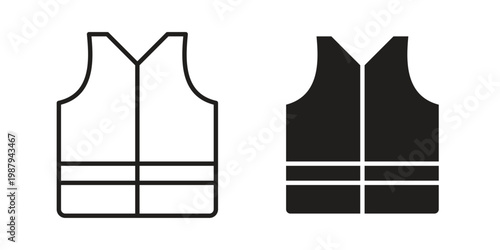 Working vest icon editable designs collection. black and white icons