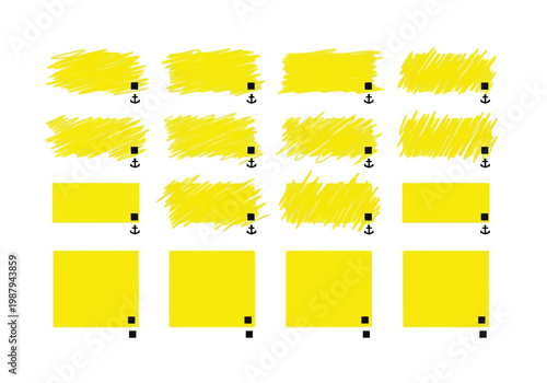 Progressive geometric abstraction of yellow rectangular shapes with anchor icons