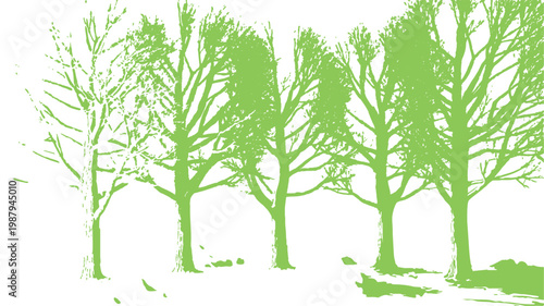 Lush Tree Silhouettes: A vibrant collection of green tree silhouettes, creating a sense of growth and environmental awareness, showcasing the beauty of nature's simple artistry.