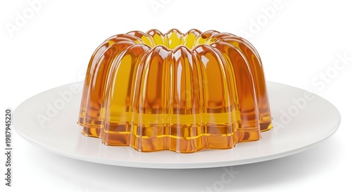 appetizing orange jelly dessert on white plate