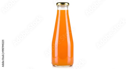 orange juice in glass bottle with gold cap