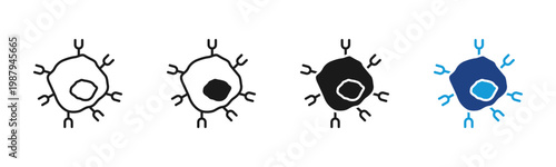 T Cell icon set multiple style collection