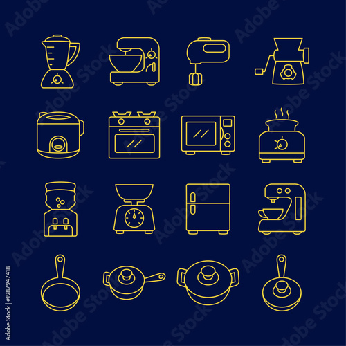 Kitchen Equipment artful trendy stylish design attractive vector Illustration colorful background