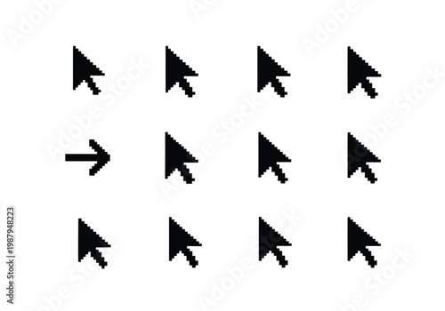 Various mouse cursor positions and shapes indicating different user interactions