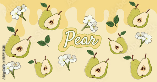 Fruit pear illustration packaging pattern