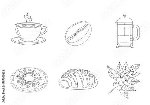 Classic illustrations of tea and related items and ingredients