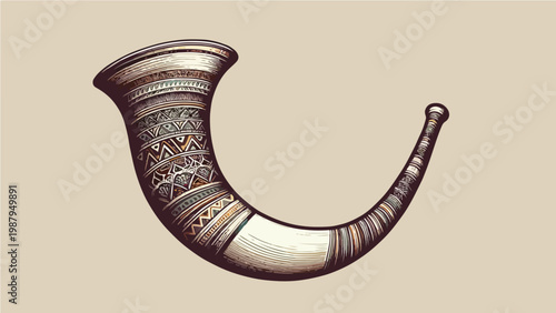 Ornamental Tribal Ceremonial Horn