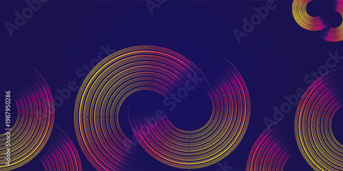 Abstract colorful circular line pattern on dark purple background. Modern creative trendy in vector EPS 10