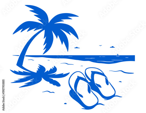 Vintage camper van, surf bus, beach life, palm trees, ocean waves, surfing, summer travel, retro illustration, tropical vacation print