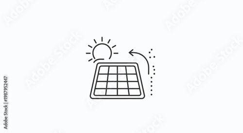 Illustration depicting a solar panel with arrows and sun, showcasing renewable energy concept