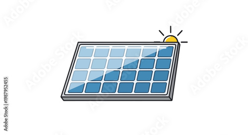 Illustration depicting a solar panel, harnessing sunlight for green energy, and sustainability