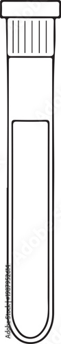 Test Tube for Blood Sample Hand-drawn Sketch Drawing Vector Illustration, Line Linear Symbol Black and White Engraving, Isolated