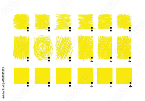 Progression of a pixelated yellow object with transformation and directional arrows.