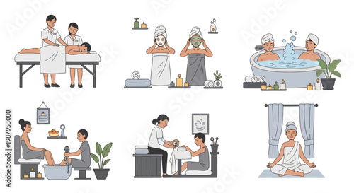 Spa and Wellness Collection: Massage, Facials, Bath, Pedicure, Manicure, Meditation