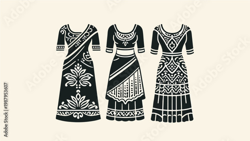 Traditional Dresses with Ornamental Patterns