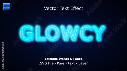 Neon blue glowing text effect with modern typography and luminous light style