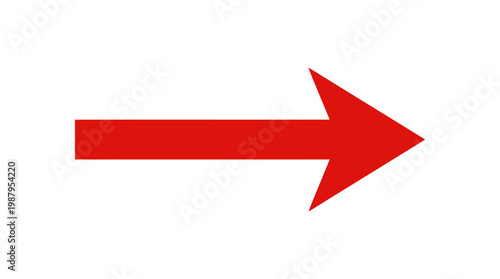 Red arrow, right pointing arrow, directional icon, vector symbol
