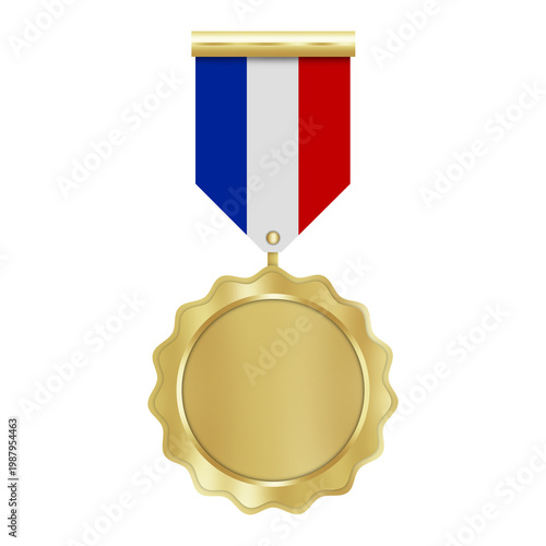 Luxury Gold Medal with Ribbon on Transparent Background – Award Badge for School Graduation, Sports Events and Corporate Awards, Certificate Seal Icon, Achievement Medal Clip Art PNG