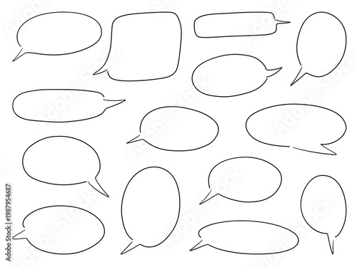 Hand Drawn Speech Bubble Set Doodle Chat Dialog Balloon Outline Vector