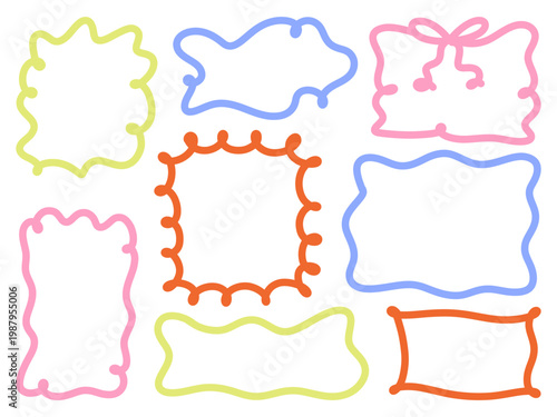Colorful Doodle Frame Label Set Hand Drawn Border Shape Vector Collection