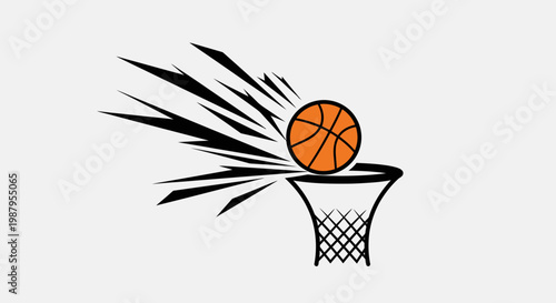 Slam Dunk: A dynamic illustration captures the essence of a basketball soaring through the air towards the hoop, showcasing the athleticism and excitement of the sport.