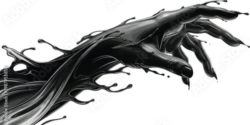 Black Liquid Splash on White Background