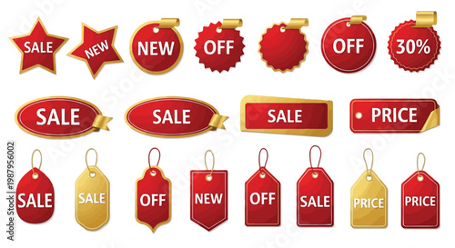 Colorful sale and discount tag collection for retail promotions