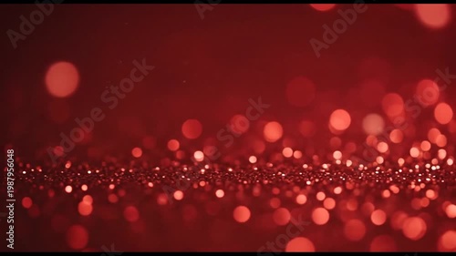 Enchanting Red Sparkle and Shimmering Bokeh Lights for a Dreamy Abstract Background, Perfect for Elegant Celebrations and Holiday Festivities