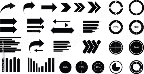 Black Infographic Icons on White Background