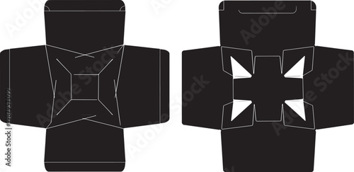 Unfolded cardboard box template net for packaging design die cut lines score lines cardboard packaging template unfolded material assembly production manufacturing industry container
