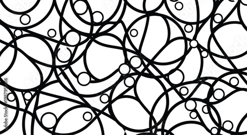 Black Lines and Circles on White Background
