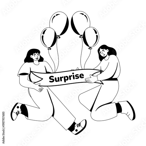 A glyph style illustration depicting a character revealing surprise 
