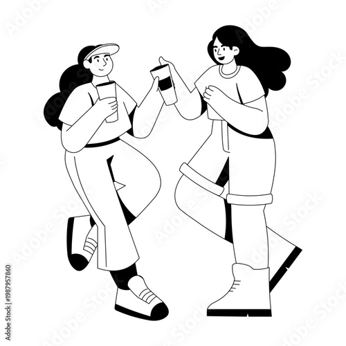 A glyph style illustration depicting friends talking together
