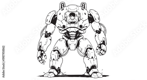 Robot, mechanical creature, futuristic illustration, vector monster