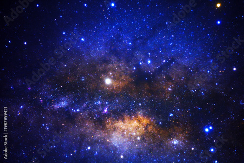 The center of Milky way galaxy with stars and space dust in the universe