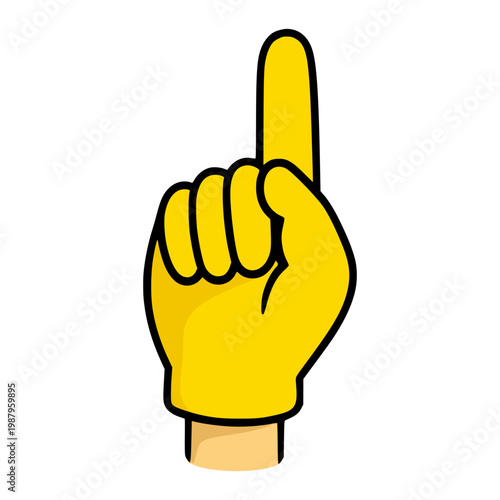 cartoon hand wearing yellow gloves show up flat color vector illustration template design