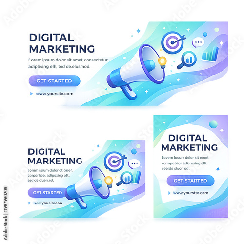 Digital marketing banners with call-to-action, digital marketing banners, call to action, marketing banner design, online advertising, web banner, social media ads, promotional banner, business market