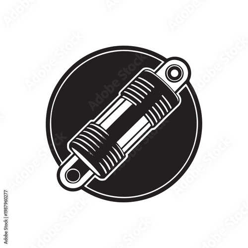 Shock absorber icon with circle background for automotive and mechanical concepts  vehicle suspension system component