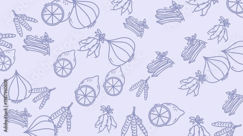 Citrus Pattern Sketches For Background Use In Video.