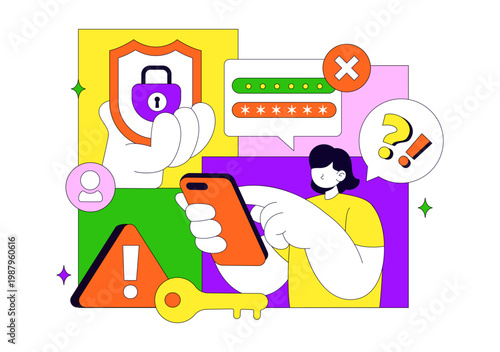 Forgot Password Vector Illustration Account Recovery Concept With Mobile Login Security Lock Verification Code and User Authentication Design