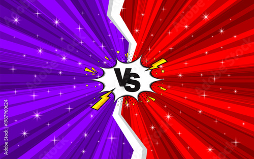 Fight versus. Comics book colorful competition poster with halftone elements. Vector illustration