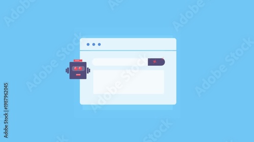 Web browser with search bar, robot assistant generates context summary, generative AI technology for intelligent search engine, deep language model.