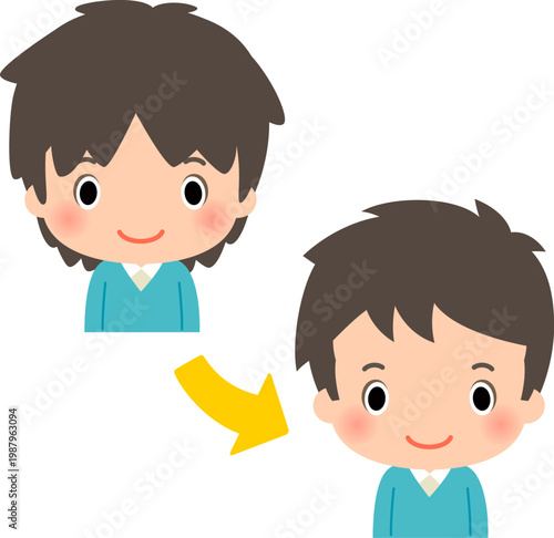 伸びた髪を切った男性